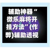 辅助神器“微乐麻将开挂方法”(作弊)辅助透视教程-第2张图片