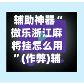 辅助神器“微乐浙江麻将挂怎么用”(作弊)辅助透视教程-第2张图片