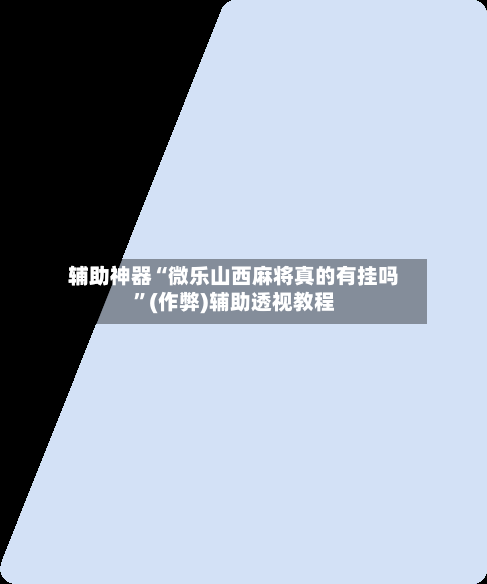 辅助神器“微乐山西麻将真的有挂吗”(作弊)辅助透视教程-第2张图片
