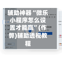 辅助神器“微乐小程序怎么设置才能赢”(作弊)辅助透视教程-第3张图片