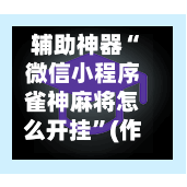 辅助神器“微信小程序雀神麻将怎么开挂	”(作弊)辅助透视教程-第2张图片