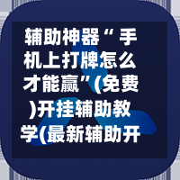辅助神器“ 手机上打牌怎么才能赢”(免费)开挂辅助教学(最新辅助开挂教程)-第2张图片