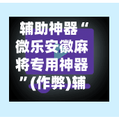 辅助神器“微乐安徽麻将专用神器”(作弊)辅助透视教程