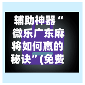 辅助神器“ 微乐广东麻将如何赢的秘诀”(免费)开挂辅助教学(最新辅助开挂教程)-第3张图片