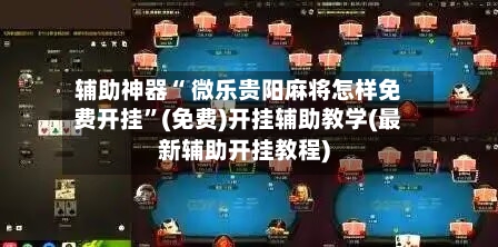 辅助神器“ 微乐贵阳麻将怎样免费开挂”(免费)开挂辅助教学(最新辅助开挂教程)-第3张图片