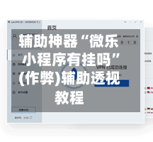 辅助神器“微乐小程序有挂吗”(作弊)辅助透视教程-第2张图片