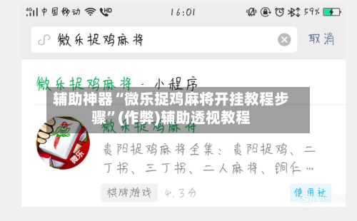 辅助神器“微乐捉鸡麻将开挂教程步骤”(作弊)辅助透视教程