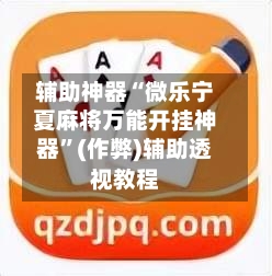 辅助神器“微乐宁夏麻将万能开挂神器”(作弊)辅助透视教程-第2张图片
