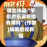 辅助神器“手机微乐麻将挂有用吗”(作弊)辅助透视教程-第3张图片