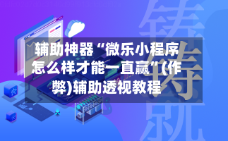 辅助神器“微乐小程序怎么样才能一直赢”(作弊)辅助透视教程-第2张图片