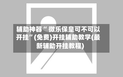 辅助神器“ 微乐保皇可不可以开挂”(免费)开挂辅助教学(最新辅助开挂教程)