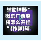 辅助神器“微乐广西麻将怎么开挂”(作弊)辅助透视教程-第2张图片