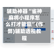 辅助神器“雀神麻将小程序怎么打才能赢”(作弊)辅助透视教程-第2张图片