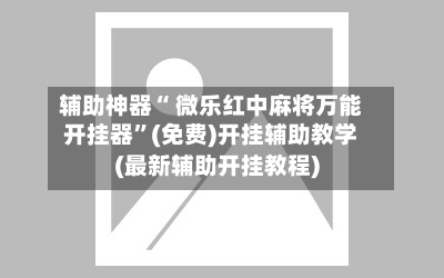 辅助神器“ 微乐红中麻将万能开挂器”(免费)开挂辅助教学(最新辅助开挂教程)-第2张图片