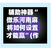 辅助神器“微乐河南麻将如何设置才能赢”(作弊)辅助透视教程-第2张图片