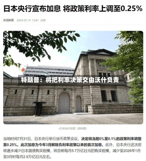 特朗普：将把利率决策交由沃什负责-第3张图片
